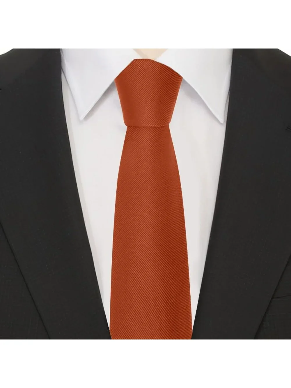 Men's Rust Orange Twill Diagonal Textured Silk Formal Necktie For Business Dress